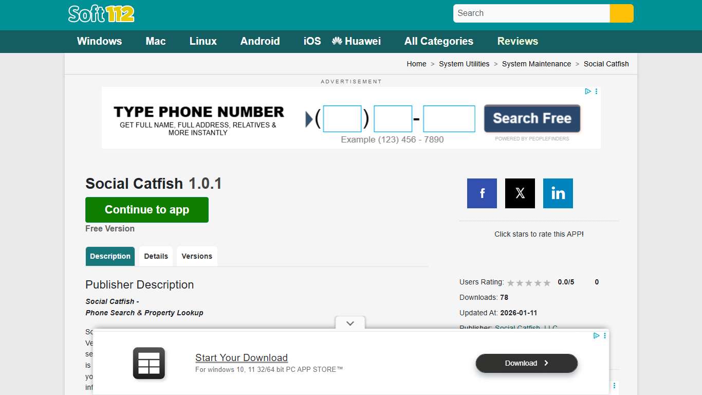 Social Catfish 1.0.1 Free Download