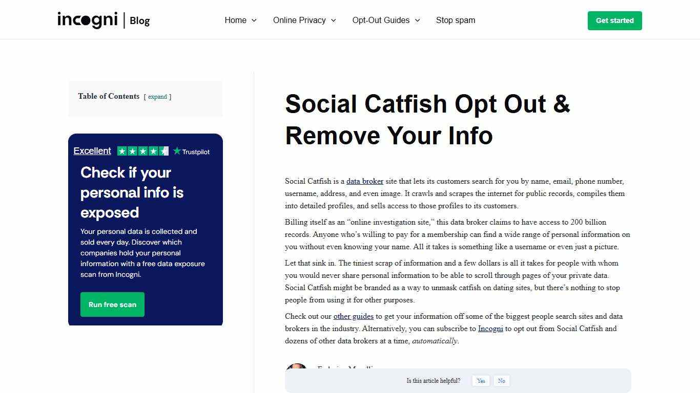 Social Catfish Opt Out & Remove Your Info [2026] | Incogni